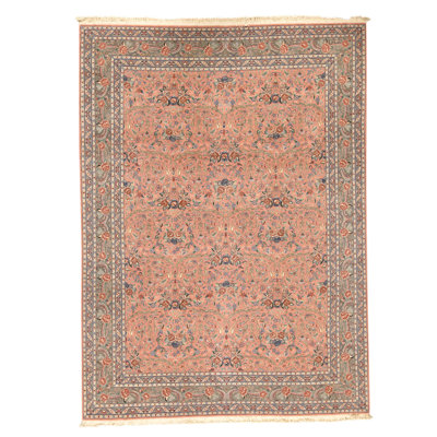 High-Quality Hand-Knotted Rose And Green Area Rug