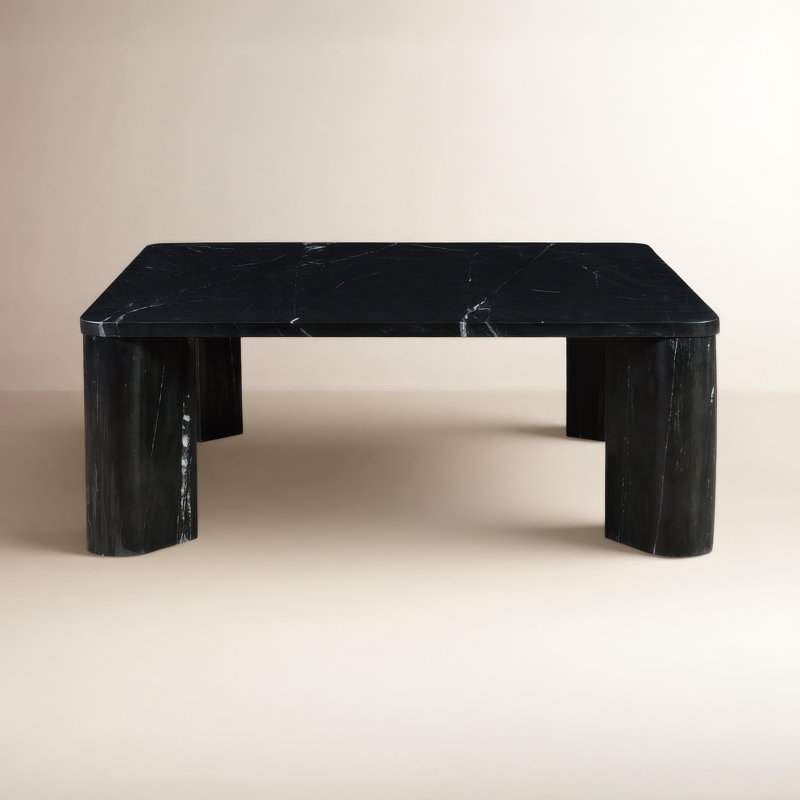 Adile Marble Top Single Coffee Table, Black