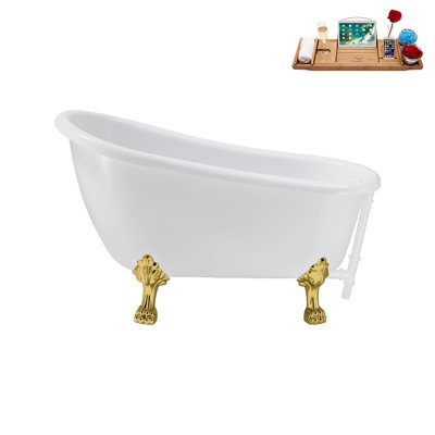 53.1'' x 25.6'' Freestanding Soaking Acrylic Bathtub