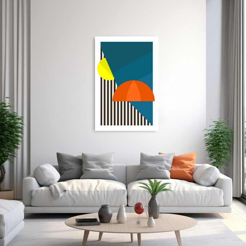 Impression d'art mural abstrait géométrique britannique, 60" H x 40" W