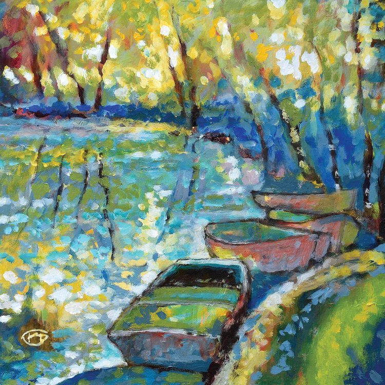 « summer bateau », impression sur toile, H 12 po x l 12 po x P 1,5 po, Pas de tapis, Toile tendue