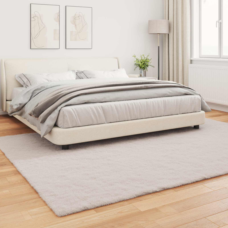  Faux Rabbit Fur Rug Olite Polyester, Rectangle 120 x 170 cm, Beige