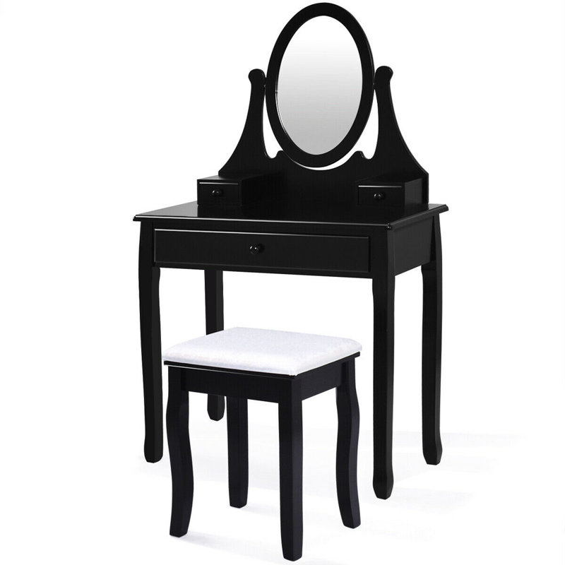 Ensemble coiffeuse et tabouret Johnny, Noir