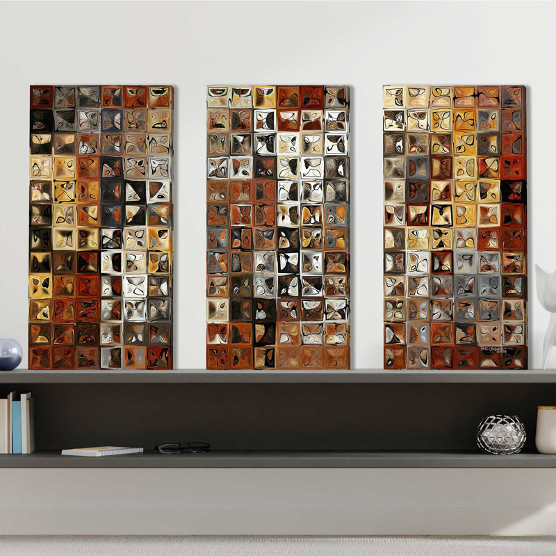 «Tile Art No.1 2013» par Mark Lawrence - ensemble de 3 impressions sur toile tendue, H 24 po x l 36 po x P 0,75 po