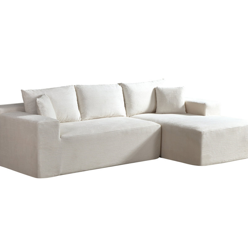 Canapé convertible en L 2 pièces dans une boîte avec coussins, canapé modulaire 3 places, meubles de salon compressés, Beige
