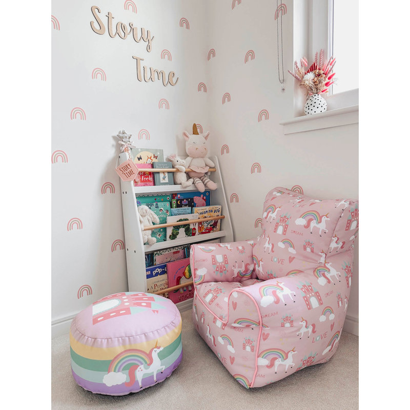 Printed Children’s Chair Beanbag And Footstool Bundle