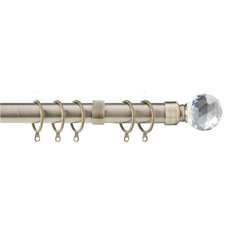 Adjustable Curtain Pole Set, 5cm H x 120cm W x 5cm D, Brass