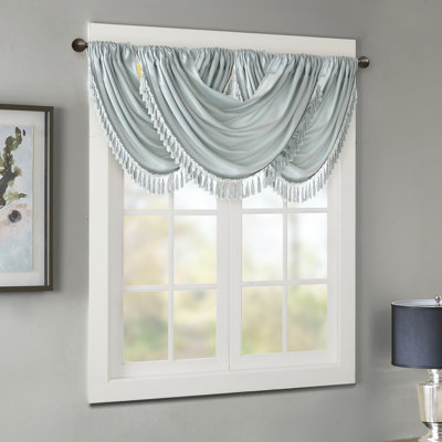 Elena Faux Silk Waterfall Embellished 38'' W Single Window Valance