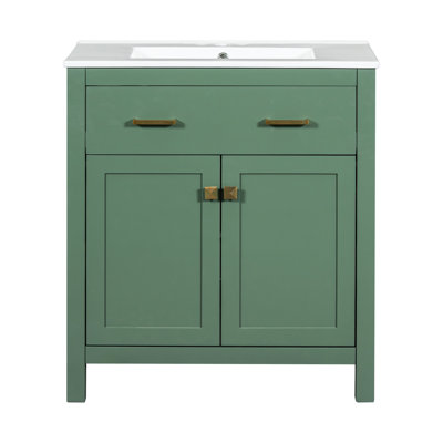 Meuble-lavabo 60 po avec tiroir rabattable, structure en bois massif et planches, structure robuste