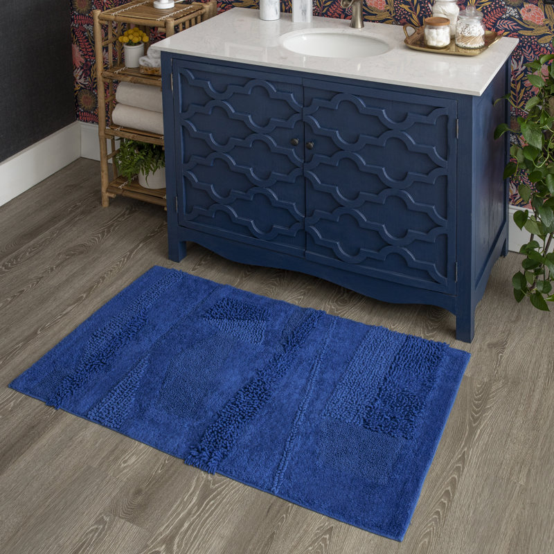 Tapis de bain lavable à la machine antidérapant Laverne, Fiesta cobalt, L 27 po x L 45 po