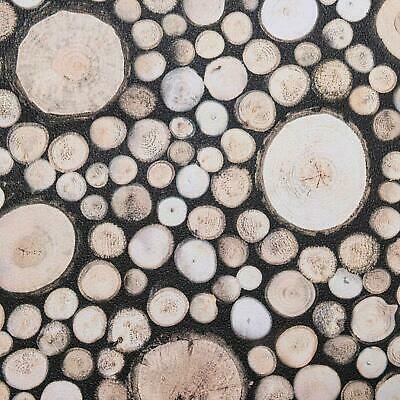  Rustic Wood Logs Wallpaper Realistic Tree Trunk Ring Pattern Natural Vinyl 523110