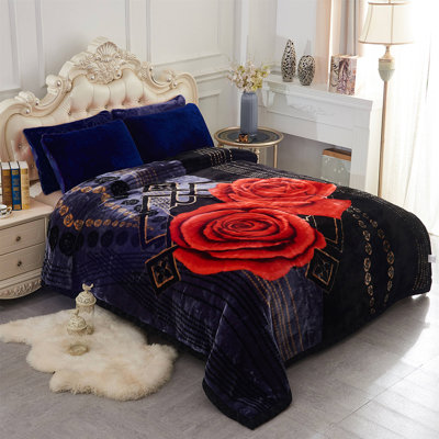 JML WF-December 2 Ply Printed Silky Soft Plush Fleece Blanket King Size 10 lb, Heavy Korean Style Mink