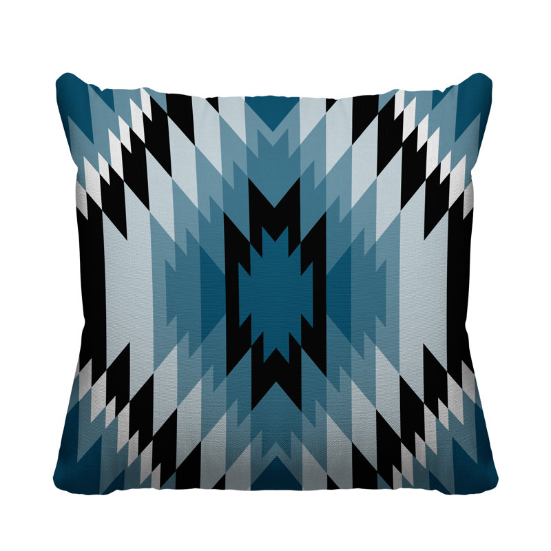 Coussin décoratif intérieur / extérieur Juan Southwestern, L 17 po x H 17 po, Turquoise