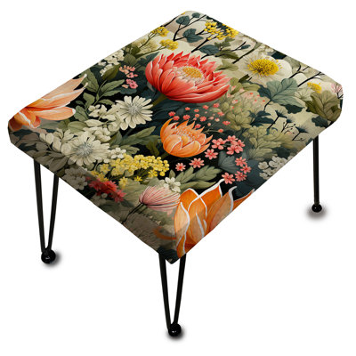 Rose et vert rayonnant floral Oasis Fields - Repose-pieds rectangulaire floral