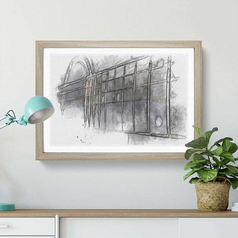 Strings of the Guitar in Abstract - Framed Print, 36cm H x 48cm W x 2cm D, Oak Framed