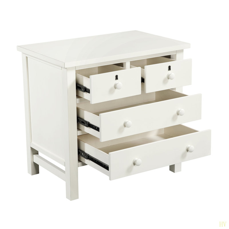 Georgina 4-Drawer Storage Nightstand, Antique White