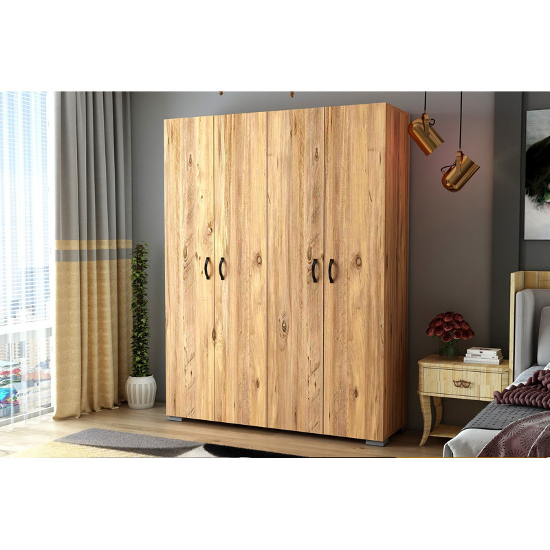 Berend 4 Door Manufactured Wood Wardrobe, Atlantic Pine