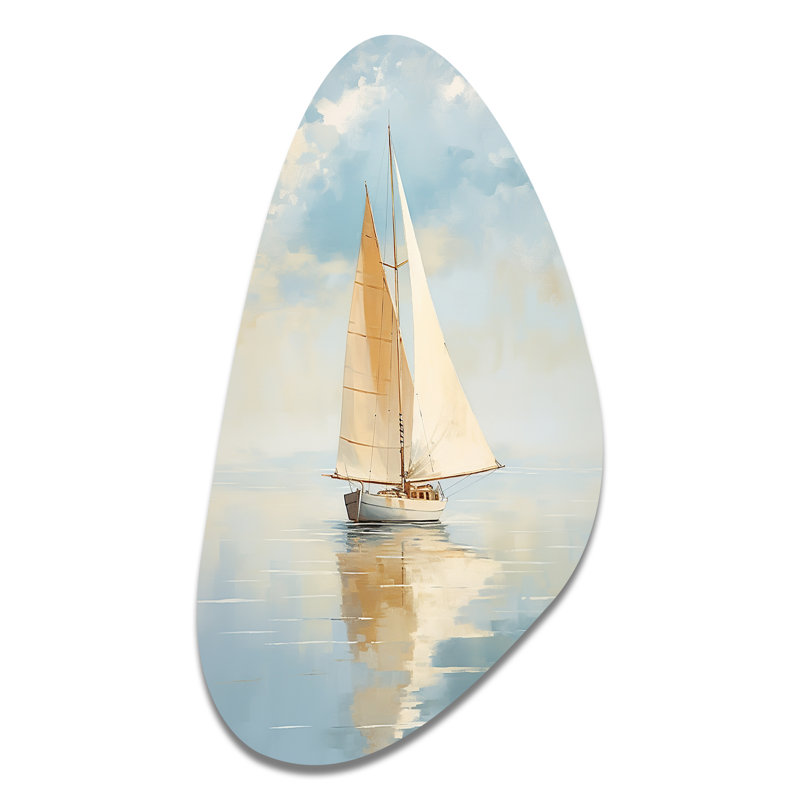 Alrita - Bateau à voile en forme d'automne, art mural en métal asymétrique, H 39 po x l 21 po x P 1 po