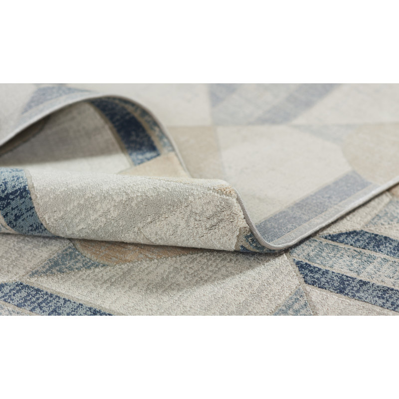 Scout Polyester Blue Area Rug 5''1" X 7''7", Rectangle 7'9" x 9'10"