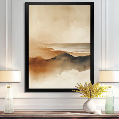 Art mural abstrait côtier, toile beige moderne, sable côtier apaisant