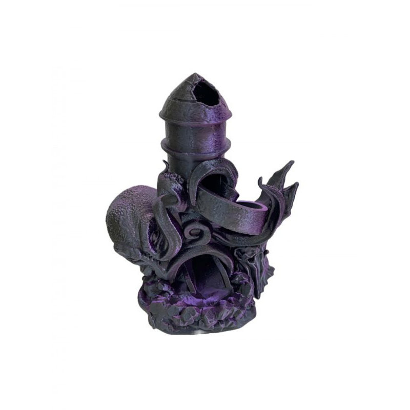 Figurine de tour de dés de monstre de mer imprimé en 3D, H 8 po x l 8 po x P 8 po, Mauve