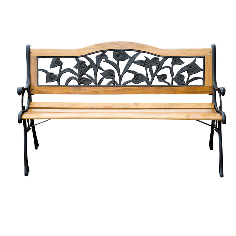Banc de parc extérieur floral en métal