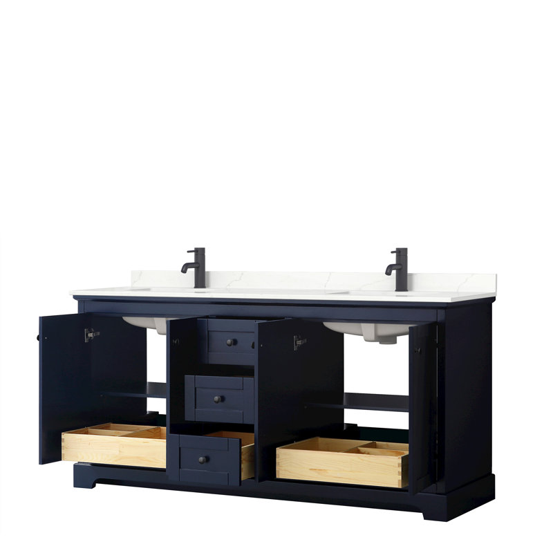 Ensemble de meuble-lavabo double 60 po Avery, Bleu très foncé, Noir mat