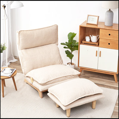 Foldable Reclining Sofa Chair for Balcony and Bedroom, Soft Fabric and High-Density Sponge for Ultimate Comfort