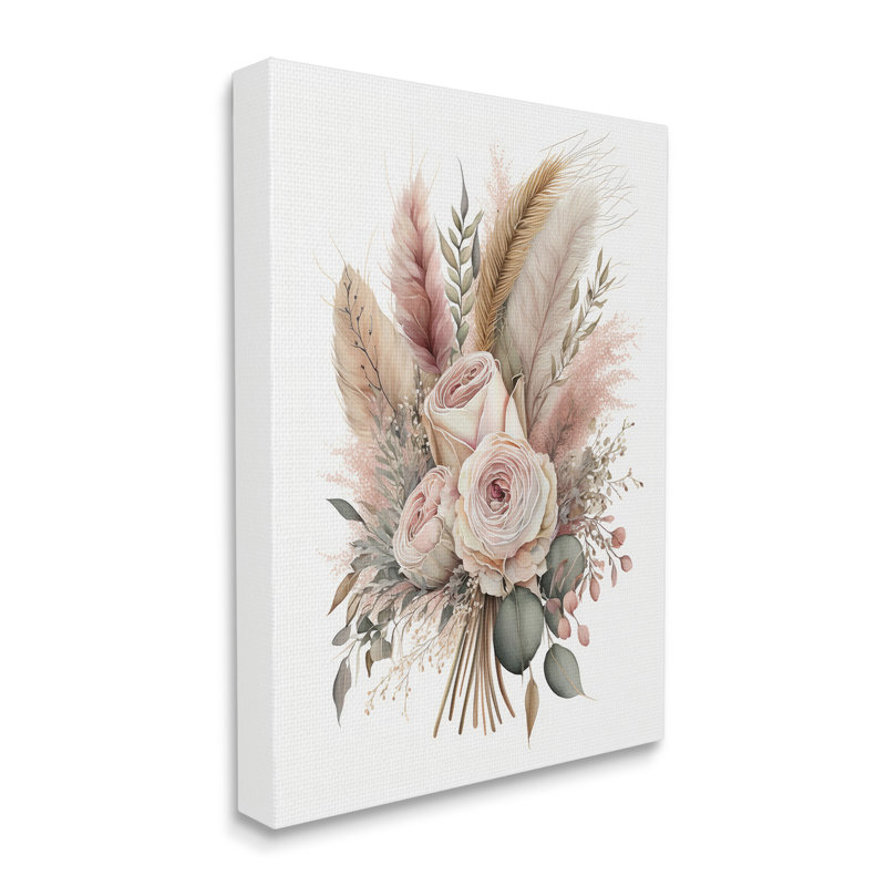 «Roses and Country Reeds» par LSR Design Studio, H 40 po x l 30 po x P 1,5 po, Toile tendue