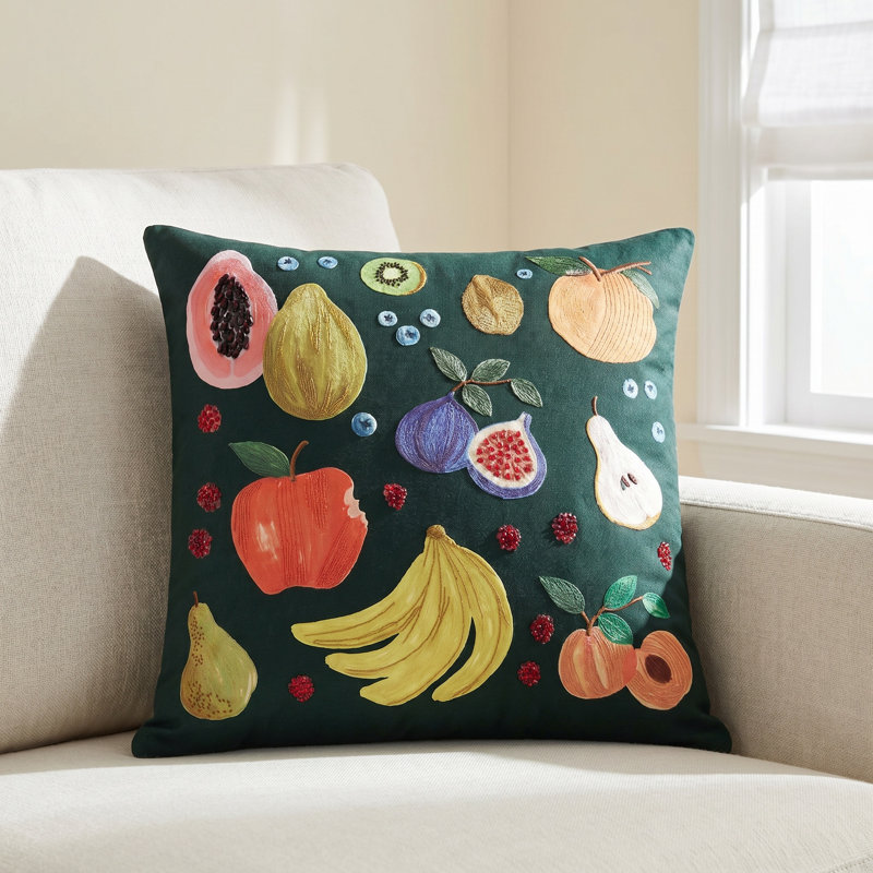 Rifle Paper Co. x Loloi Fruit Pillow, Polyester/Polyfill