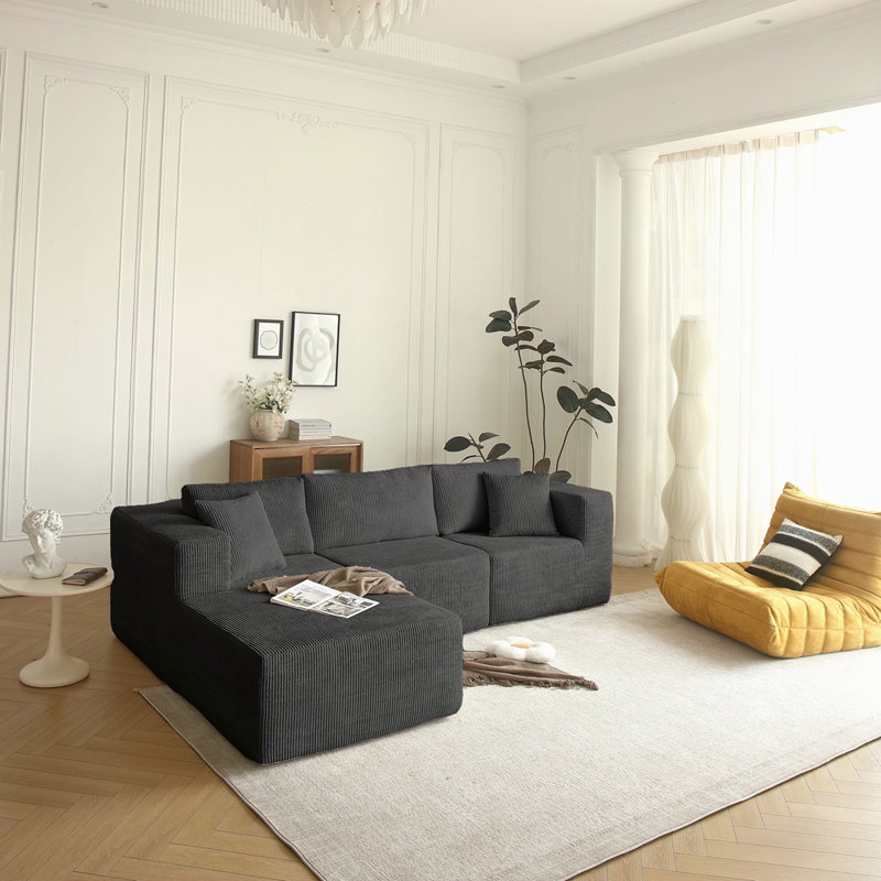 Canapé modulaire et canapé modulaire en L de style Mid-Century à 3 places pour salon gris gauche
