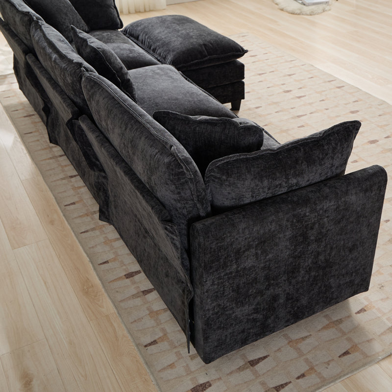 Canapé-lit modulaire avec canapé-lit surdimensionné Schmucker, Chenille noir, H 33 po x l 78 po x P 35 po