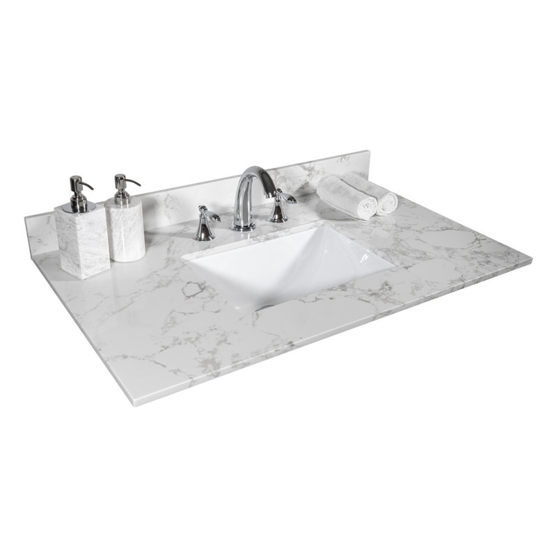 Dessus de meuble-lavabo en pierre de 31 po avec 3 trous de robinetterie pour salle de bain 31 po