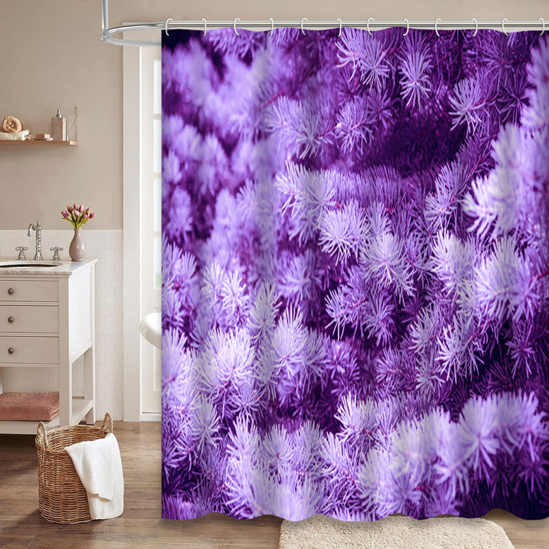 Rideau de douche violet 12 branches, L 72 po x l 72 po