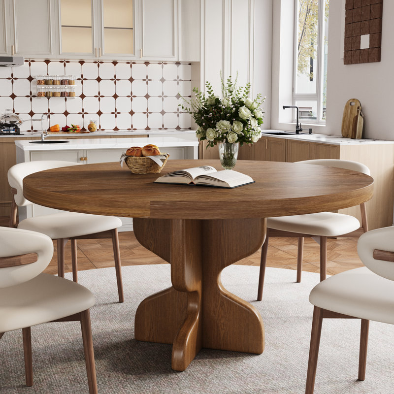 Table de salle à manger Mid-Century moderne en bois massif pour 2 à 6 personnes, installation minimale