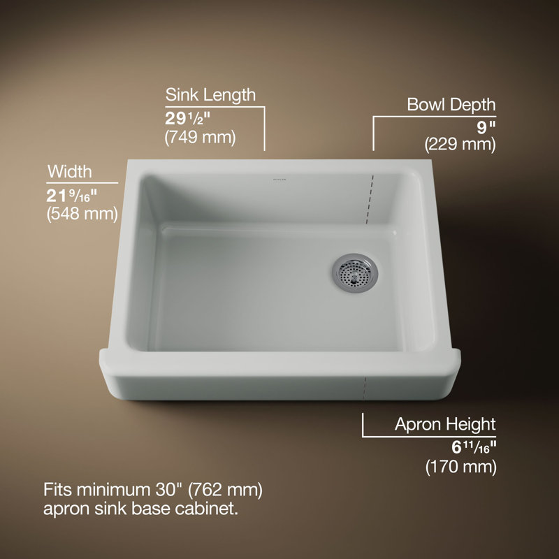 Whitehaven® 30" L x 22" W Farmhouse Kitchen Sink, Ice Grey
