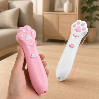 Paw‑Shaped Laser Projection Cat Toy Wand, Interactive Pet Toy with 6 Projection Patterns & LED Light Mode for Indoor Kittens and Cats