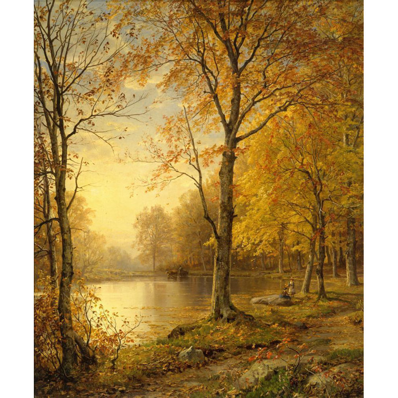 «Indian Summer» par William Trost Richards - Art mural sur toile tendue avec châssis, H 18 po x l 14 po