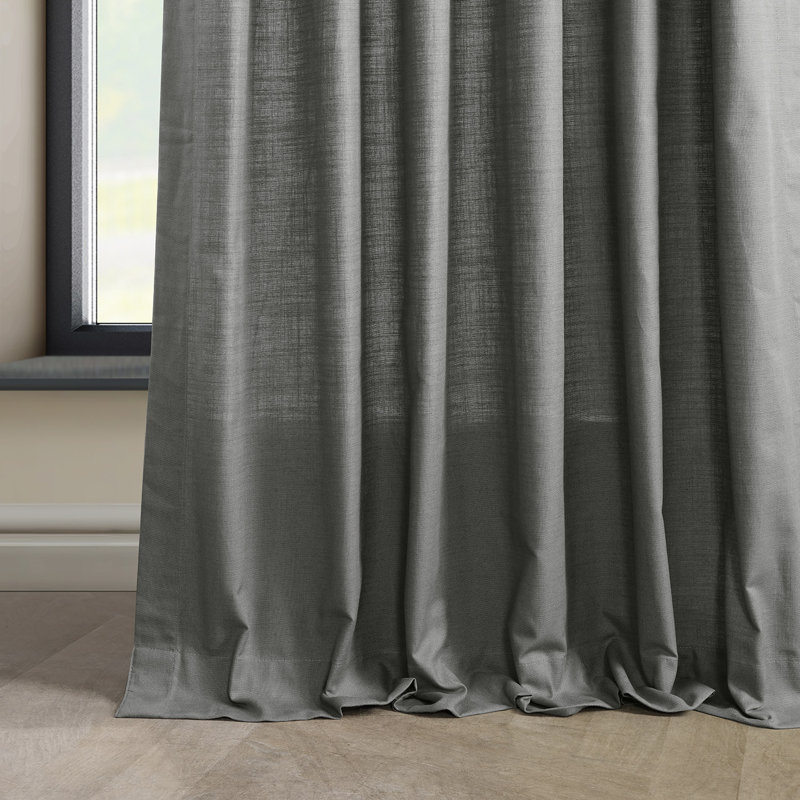 Paire de rideaux semi-transparents pour chambre à coucher Richardson - Paire de rideaux en coton texturé, Gris foncé