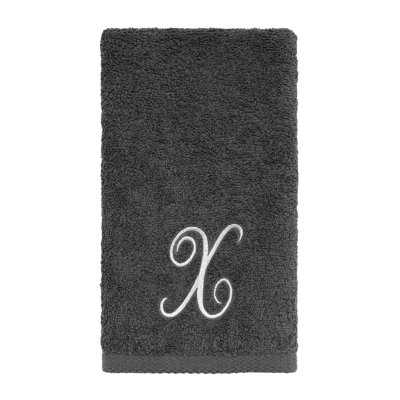 Winston Porter Granite/Silver Script Monogram Fingertip Towel Letter X