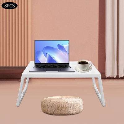 8PCS Lap Desks White Foldable Laptop Tray Pp Bed Table Multifunctional Workstation for Home School Bedroom Sofa Picnic