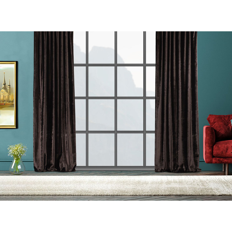 Room Darkening Single Curtain Panel, 130cm Width x 265cm Drop, Coffee