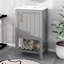 Armoire de rangement de salle de bain moderne de 20 po avec lavabo en céramique, meuble-lavabo autoportant avec porte à fermeture douce, support de rangement et tablette ouverte-2138262857
