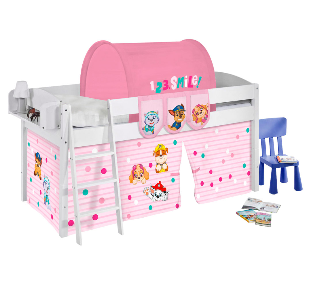 Hochbett IDA Classic mit Vorhang PAW PATROL ROSA Spielbett 200x90cm