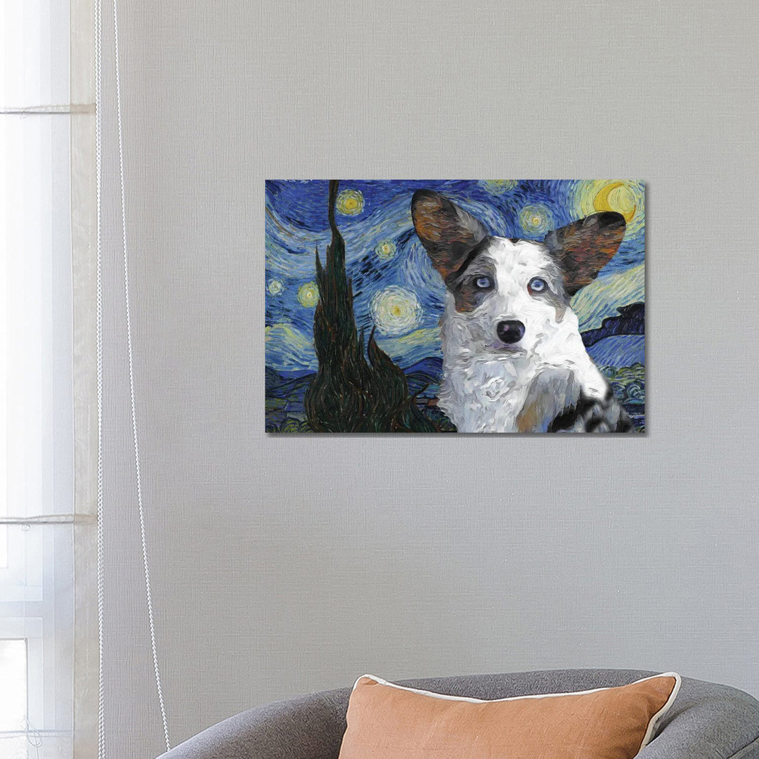 Cardigan Welsh Corgi the Starry Night - Wrapped Canvas Art Prints