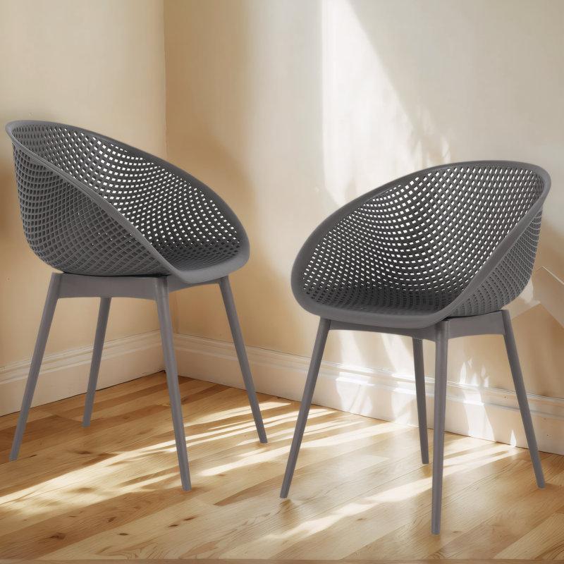 2-Piece Set of Contemporary Lounge Chairs – Crafted from Durable All-Weather PP Plastic, Perfect for Indoor & Outdoor Use
