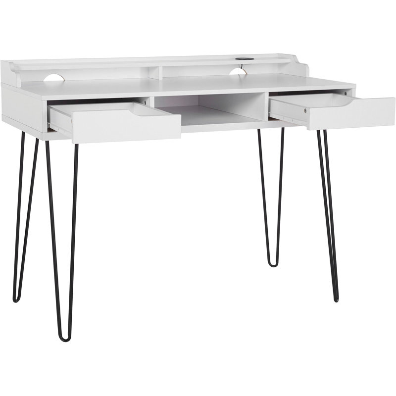 Adlai Metal Base Writing Desk, White