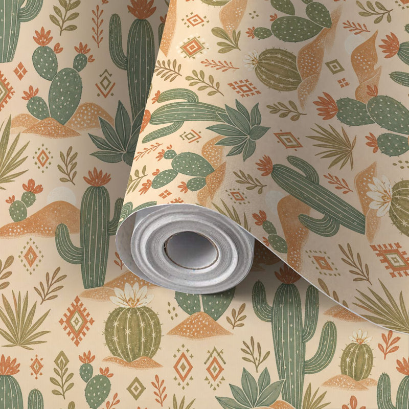 Papier auto-adhésif à peler et coller Succulents du désert Cactus auto-adhésif et amovible 17,7 po x 118 po (45 x 300 cm)