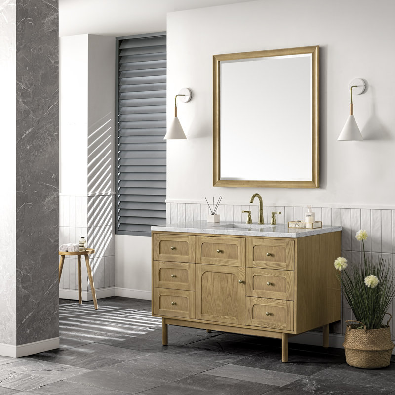 Laurent 48'' W Single Vanity, Parisien Bleu, 8" Widespread, Honey Brown