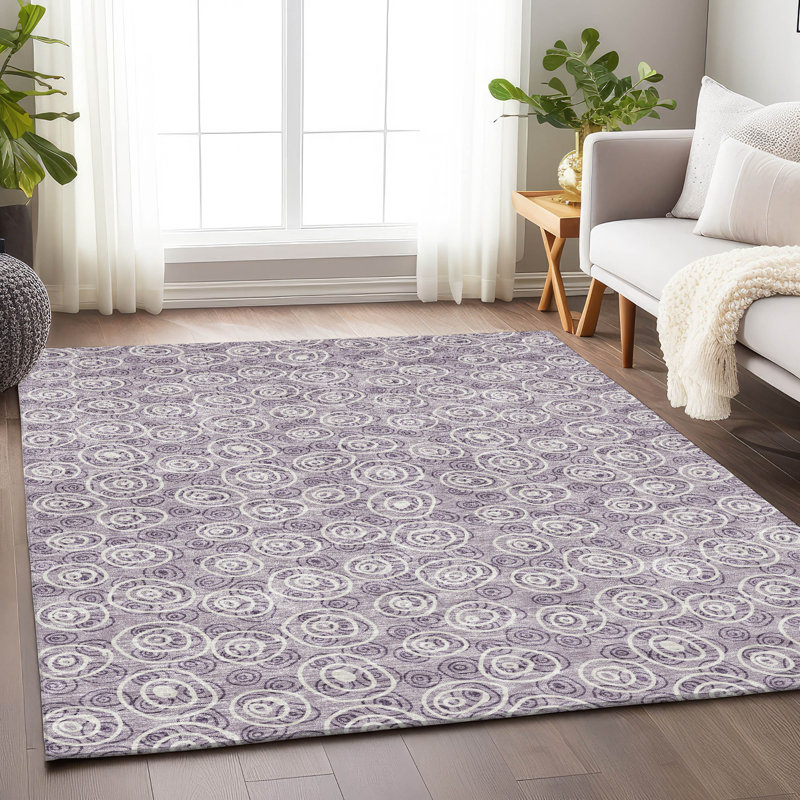 Premium Machine Washable Prisco Lavender Rug, Rectangle 3' x 5'